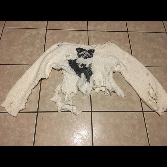 cropped cinnamon roll custom 1of1 sweater.